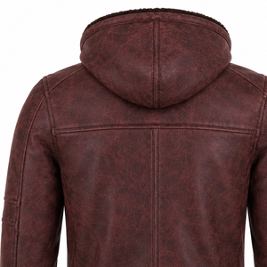 Men’s Distressed Brown Shearling Leather Aviator <b>Jacket</b> Warm Faux Fur Collar Winter <b>Pilot</b> Bomber Coat Classic Retro Style - Product Image 5