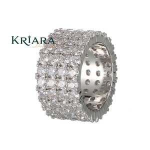 Anillo de Diamantes de Plata 925 con Oro Blanco para Mujer, Corte Brillante Redondo, Color D, Estilo Lujoso, Anillo de Bodas - Product Image 3