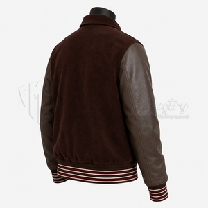 Chaqueta Varsity de Cuero y Lana Marrón Personalizada para Hombre, Chaqueta de Béisbol Estilo Letterman Vintage, Fabricante OEM con Bordado al por Mayor - Product Image 4