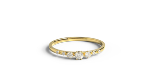 18K Solid Gold <b>Ring</b> Graduated Round Diamonds <b>Ring</b> Half Eternity <b>Stacking</b> Wedding Band <b>Ring</b> Gift for Her Fine Jewelry for Women - Product Image 1