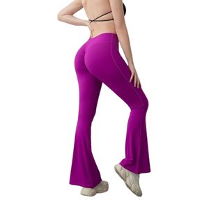 OEM ODM Women High Waist Flare Yoga Leggings Lightweight Flexible Fitness Gym <b>Pants</b> Wholesale Purple - Product Image 2