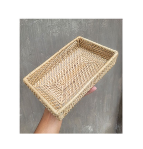 Customized Handwoven Cane Serving Storage <b>Tray</b> For Coffee Snacks <b>Breakfast</b> Handmade Rattan Vanity <b>Tray</b> For Kitchen & Tableware - Product Image 6