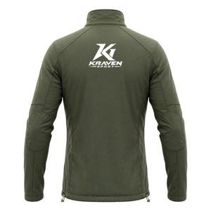 Veste d'hiver softshell personnalisée pour étudiants avec couleurs vertes de l'école, tissu coupe-vent imperméable et logo brodé - Product Image 3
