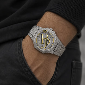 Montre-bracelet analogique à quartz carrée de luxe Briva sertie de diamants, avec calendrier, phases de lune, bracelet en acier inoxydable, verre résistant à l'eau 10 bars - Product Image 3