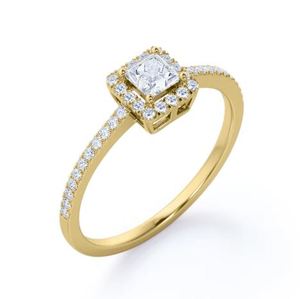 Anillo de Compromiso y Boda de Lujo Chapado en Oro de 18K con Moissanita de Corte Princesa de 0.75 Quilates, Anillo de Eternidad Cuadrado para Novia - Product Image 1