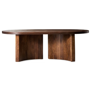 Table à manger ovale moderne en bois massif, écologique, faite à la main, 6 places, design mid-century, meuble stable pour salle à manger - Product Image 1