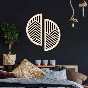 Panneau mural en bois géométrique moderne, décoration murale en bois artisanale pour salon, chambre et décoration intérieure - Product Image 1