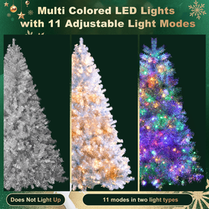 6FT Silver Pre-Lit Artificial Christmas <b>Tree</b> 800 Branch Tips 300 <b>LED</b> <b>Lights</b> Hinged Full <b>Tree</b> 11 Lighting Modes Metal Stand - Product Image 6