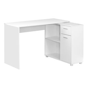 Scrivania Angolare Moderna Bianca in Laminato da 117 cm per Ufficio Domestico con Cassetti Contenitori, Postazione di Lavoro a L Contemporanea per Laptop - Product Image 2