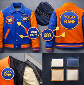 Blouson universitaire personnalisé OEM ODM style baseball avec corps en laine, manches en cuir, boutons-pression, unisexe, streetwear, mode, vente en gros - Product Image 5