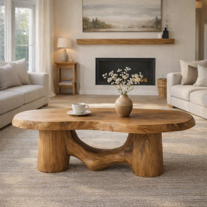 Luxali Farmhouse Solid Wood Modern <b>Coffee</b> <b>Table</b> Natural Wood Handmade Living Room Decor Accent <b>Table</b> Home Furniture Wooden - Product Image 2