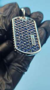 Colgante personalizado Teg de plata de ley 925 con excelente zafiro redondo para hombre, colgante de hip hop, joyería de moda para rapero. - Product Image 3