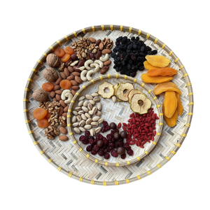 Kitchen Restaurant Food Drying & Display Handmade Round Bamboo <b>Trays</b> with Handwoven Lightweight Pattern Vietnam - Product Image 2