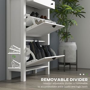 Zapatero de Madera Blanco Independiente con Capacidad para 8 Pares, Ahorra Espacio en la Entrada y Sala de Estar - Product Image 6
