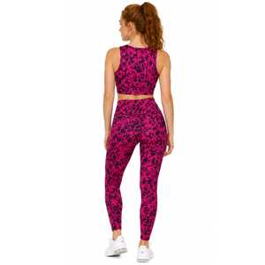 High Waist Floral Print Yoga Leggings <b>Tummy</b> <b>Control</b> Workout Pants With Pocket Custom Logo for Women - Product Image 3