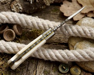 UA Supplies OEM Industrial Grade Damascus Steel Foldable Pocket <b>Knife</b> with Clip Point Blade White <b>Handle</b> 6.5in EDC - Product Image 4