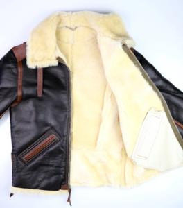 Blouson aviateur sur mesure Aero B-6 marron Seal avec garniture Vicenza rouge-brun, blouson bomber, logo personnalisé, manteau en cuir fait main - Product Image 4