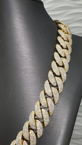 สร้อยคอผู้ชายแบบโซ่คิวบาชุบเงินแท้ SV JEWELS ประดับเพชรแบบไมโครเพฟ สไตล์ฮิปฮอป ได้รับการรับรองจาก IGI ผลิตจากโลหะผสมสังกะสี เหมาะสำหรับงานปาร์ตี้ - Product Image 3