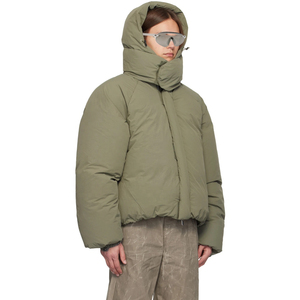 Veste d'hiver matelassée épaisse surdimensionnée vert olive à capuche pour homme, vente en gros personnalisée, du fabricant - Product Image 3
