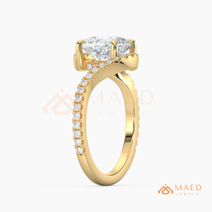 14K Yellow Gold Cushion Cut Moissanite Engagement Ring Twisted Pave Halo Bridal Wedding Ring USA Luxury Jewelry Bridal Gifts USA - Product Image 6