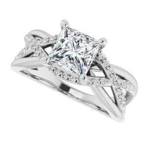 Anillo de Compromiso, Boda o Promesa de Lujo en Plata de Ley 925 con Moissanita de Corte Princesa de 7MM y Engaste de Garras, Certificado por Terceros - Product Image 3