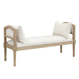 Classic Ottomans Made Of Solid Teak Wood With <b>Cushion</b> and Natural Finishing For Indoor Use. - Product Image 1