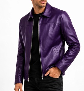 Chaqueta de Cuero de Oveja Hecha a Mano para Hombre, Estilo Motero Minimalista - Product Image 3