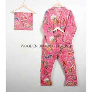 Conjunto de Pijama de Manga Larga con Cuello en V 100% Algodón para Mujer, Suave, Transpirable y Lavable a Máquina - Product Image 1