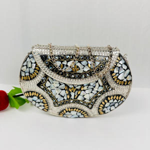 Bolso de mano con cuentas de nácar pulido hecho a mano de lujo moderno de calidad superior para escultura de mosaico de concha accesorio nupcial - Product Image 4