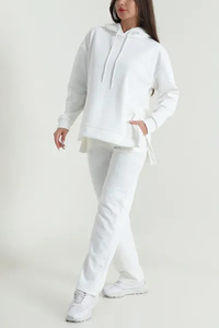 Conjunto Deportivo de 2 Piezas para Mujer, Sudadera con Capucha y Pantalones Largos con Dobladillo Dividido, Atuendo Informal, Suave y Transpirable, Pedido Personalizado OEM - Product Image 4