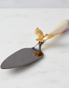 Butterfly Ceramic Handle Cake Server Stainless Steel Irregular Shape Perfect For Special Occasions And Home Entertaining - Product Image 3