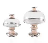 METAL LINE EXPORTS Présentoir à gâteau sur piétement en métal noir haut de gamme avec cloche en verre transparent pour présentation de desserts, traiteur et événements