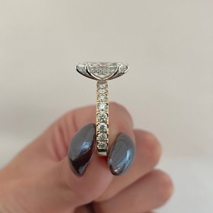 Marquise Cut Lab Grown Diamond Engagement <b>Ring</b> Hidden Halo 925 Sterling <b>Silver</b> Pav Band <b>Solitaire</b> Wedding Anniversary Gift - Product Image 2