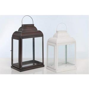 Linterna de vela de hierro con forma personalizada de Color blanco y negro de calidad de exportación, Juego de 2 a la venta - Product Image 1