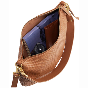 Royaa 2025 England Style Genuine Leather Water Resistant Handwoven Half Moon Shape <b>Shoulder</b> Bag Polyester Lining Removable <b>Strap</b> - Product Image 6