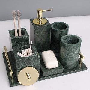 Luxury bathroom set marble counter top collection decorative bath <b>essentials</b> premium marble organiser elegant <b>home</b> accents. - Product Image 2