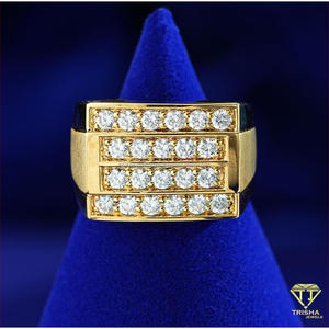 Luxury 925 Sterling Silver Lab Grown Diamond Men's Geometric Multi <b>Row</b> Ring With Brilliant Sparkle For Wholesale Resellers - Product Image 4