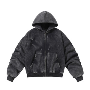 Sudadera con Capucha de Alta Calidad, Estilo Vintage, Lavado Ácido, 100% Algodón, Felpa, Bordado Personalizado, para Hombre, Invierno, Talla Grande - Product Image 4