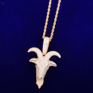 Pendentif Tête de Chèvre en Moissanite VVS de Luxe, Micro-Pavé, Breloques Thème Animal, Pendentif Bling Iced Out Style Rappeur, Bijoux de Mode pour Hommes - Product Image 2