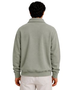 Sage Green <b>Men</b> Oversized Quarter Zip Sweatshirt <b>Pullover</b> Fleece Cotton Polyester Casual Winter Sweatshirt With Stand Collar - Product Image 2