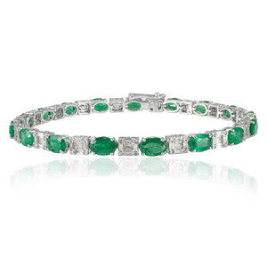 18K Gold Emerald and Diamond Fashion Tennis Bracelet - Product Image 2