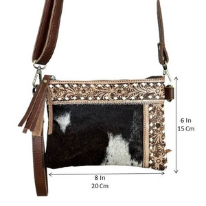 Bolso Bandolera Pequeño de Cuero Vacuno Hecho a Mano Personalizado, Bolso Bandolera con Diseño Floral Estilo Western con Correa para la Muñeca y el Hombro para Mujer - Product Image 2