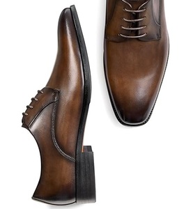 Flat Casual Formal Luxury <b>Top</b> Quality Genuine Leather Brown Shoes Light Weight Cheap Price Boots Shoes For Wedding - Product Image 2
