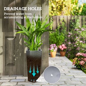 Fioriere Impilabili in Legno e Fibra di Vetro Grigie con Drenaggio per Uso Interno ed Esterno - Product Image 5