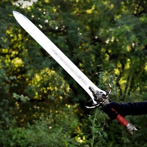 Réplica de Espada del Bárbaro Conan, Hoja de Acero, Mango de Cuero, Punta Caída, Moderna, de Alta Calidad, Grado Industrial, para Caza al Aire Libre, OEM - Product Image 4