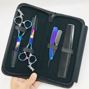 Professional Hair Cutting Thinning Scissors <b>Set</b> with Comb Razor Sharp Blade Tip Sustainable Steel Rainbow Plasma <b>Barber</b> Shears - Product Image 2