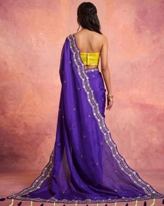 KV Women's Embroidered Bollywood Chiffon <b>Saree</b> (<b>Purple</b>) - Product Image 6