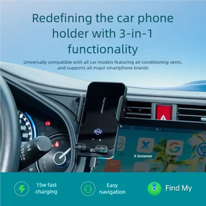 Support magnétique de voiture à charge rapide sans fil 15W avec capteur automatique et traqueur anti-perte pour smartphones et navigation automobile - Product Image 3