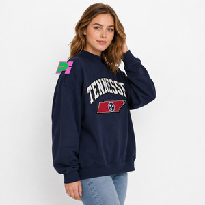 Sweat-shirt à col montant pour femme avec inscription TENNESSEE et appliqué carte, épais et lourd, idéal pour l'hiver - Product Image 2