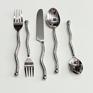 Stainless Steel Royal Silver <b>waving</b> Handle Cutlery Set royal stainless steel with elegant hand crafted handles - Product Image 2